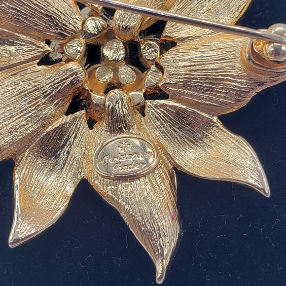 Christopher Radko Poinsettia Earrings/Brooch set - Picture 10 of 16